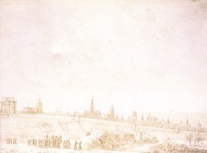 Widok Malines (pióro i brązowy tusz na papierze)